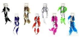 48 Bulk Dangle Earrings With Feathers And Marble Beads