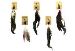 48 Bulk Hair Clip With Assorted Feathers
