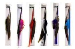 48 Bulk Hair Clip With Chain Linked Assorted Feathers