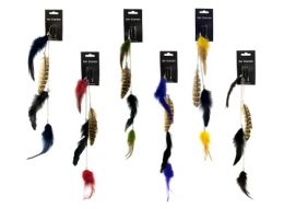 48 Bulk Hair Clip With Chain And Assorted Feathers