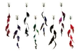 48 Bulk Hair Clip With Chain Two Tone Feather Assorted Color