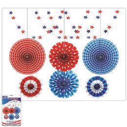 96 Bulk July 4th Decoration Fan Set