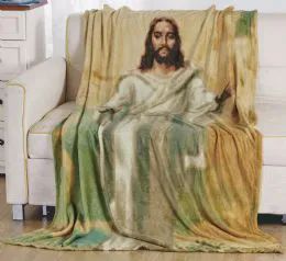 12 Bulk Jesus Oversized Throw Blanket On Hanger