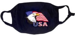 24 Bulk Face Cover Usa Flag All Black