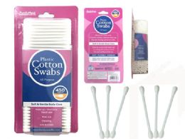 72 Bulk 450 Piece Plastic Cotton Swabs
