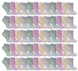60 Bulk Yacht & Smith Women's Assorted Colored Pastels No Show Ankle Socks Size 9-11