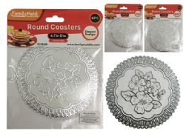 144 Bulk 6 Piece Round Coasters In Silver