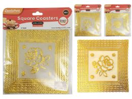 144 Bulk Square Coasters In Gold