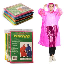 3900 Bulk Yacht & Smith Unisex One Size Reusable Rain Poncho Assorted Colors 60g Peva