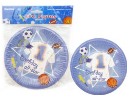 144 Bulk Birthday Sport Plate 8 Pieces