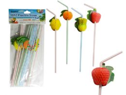 96 Bulk 12 Piece Flexible Fruit Straws