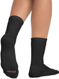 Bulk Hanes Crew Sock For Woman Shoe Size 4-10 Black Sock Size 9-11