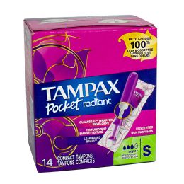 18 Bulk Tampax Pocket Radiant Tampons Super Unscented - 14 ct.