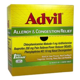 50 Bulk Travel Size Advil Allergy Congestion Relief - Pack of 1