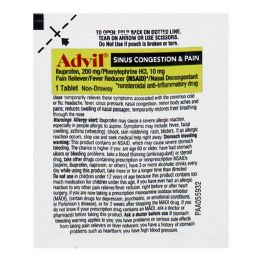 150 Bulk Travel Size Advil Sinus Congestion Pain - Pack