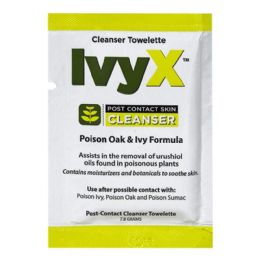 125 Bulk IvyX Poison Oak & Ivy PostContact Cleanser Towelettes  7.8 gm.