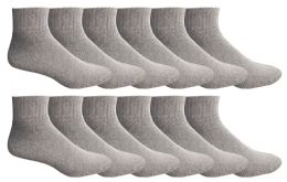 24 Bulk Yacht & Smith Men's Gray No Show King Size Ankle Socks