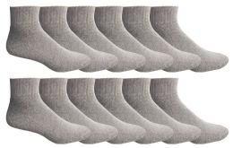 36 Bulk Yacht & Smith Men's King Size Cotton No Show Ankle Socks Size 13-16 Gray Bulk Pack	