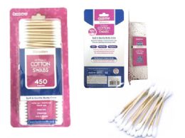 72 Bulk 450 Piece Bamboo Cotton Swabs