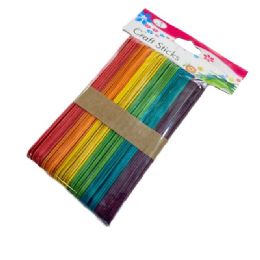 24 Bulk 50pc 6 Wooden Craft Sticks rainbow Colored