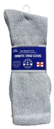 60 Bulk Yacht & Smith Men's King Size Loose Fit NoN-Binding Cotton Diabetic Crew Socks Gray Size 13-16