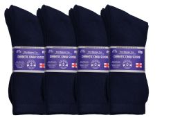 120 Bulk Yacht & Smith Men's King Size Loose Fit Diabetic Crew Socks, Navy, Size 13-16