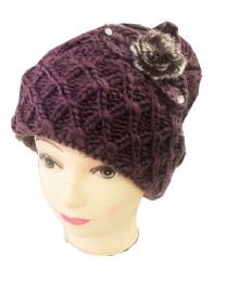 36 Bulk Women Hat For Winter Lady Beanie Warm Crochet Knitted Flowers Assorted Color