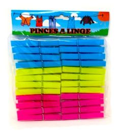 72 Bulk 24 Piece Plastic Clothes Pins Assorted Color
