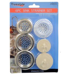 72 Bulk 6 Piece Strainer Set Rubber And Assorted