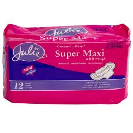 36 Bulk Maxi Pads W/wings 12ct Super Absorb Unscented Julie Brand