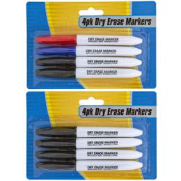 24 Bulk Markers Dry Erase 4pk 2asst Black Or Red/blue/black Stat Blc