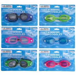 48 Bulk Swimming Goggles 2 Styles Each In 3asst Colors Adult Size Blistercard