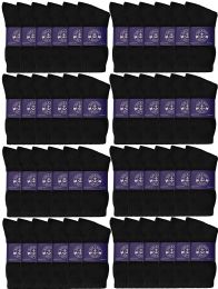 48 Bulk Yacht & Smith Women's Cotton Black Crew Socks, Size 9-11