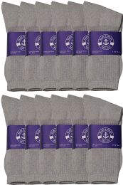 12 Bulk Yacht & Smith Men's Cotton Terry Cushion Athletic Gray Crew Socks
