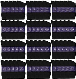 120 Bulk Yacht & Smith Men's Cotton Athletic Terry Cushioned Black Crew Socks