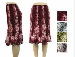 48 Bulk Women's Flowy Printed Ruffle Skirt