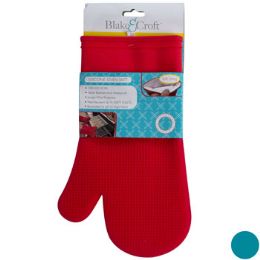 18 Bulk Oven Mitt Silicone W/soft Lining 12in 3asst Colors Up To 428 Fb&c Hdr/sleeve