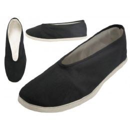 36 Bulk Men's Slip On V Top Cotton Upper & White Cotton Out Sole Kung Fu Tai Chi Shoes