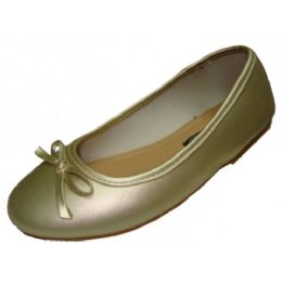 18 Bulk Girls Comfortable Ballet Flats In Gold