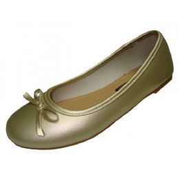 18 Bulk Girls Comfortable Ballet Flats In Gold