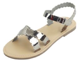 12 Bulk Girl's Fashion Sandals In Pewter