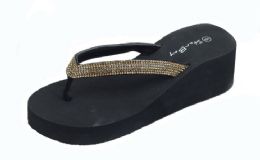 36 Bulk Ladies' Wedge Sandals In Gold