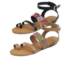 12 Bulk Ladies Fashion Sandals In Black