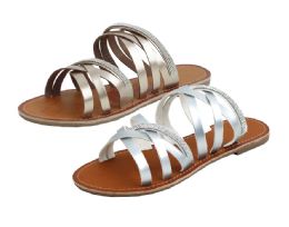24 Bulk Ladies Fashion Sandals In Silver