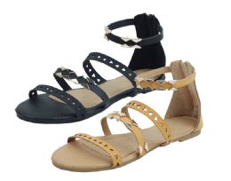24 Bulk Ladies Fashion Sandals In Camel