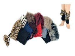 24 Bulk Ladies' Faux Fur Leg Warmer One Size