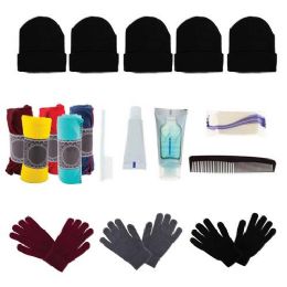 12 Bulk 12 Gloves, 12 Winter Throw Blankets, 12 Beanies