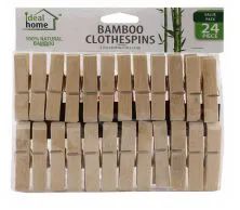 48 Bulk Ideal Home Bamboo Clothespins 24CT Jumbo
