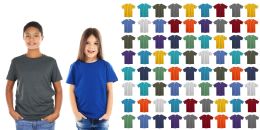 288 Bulk Kids Unisex Cotton Crew Neck T-Shirts, Assorted Sizes And Colors, Ages 4-12