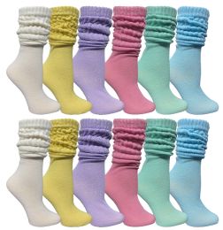 240 Bulk Yacht & Smith Slouch Socks For Women, Assorted Pastel Size 9-11 - Womens Crew Sock
